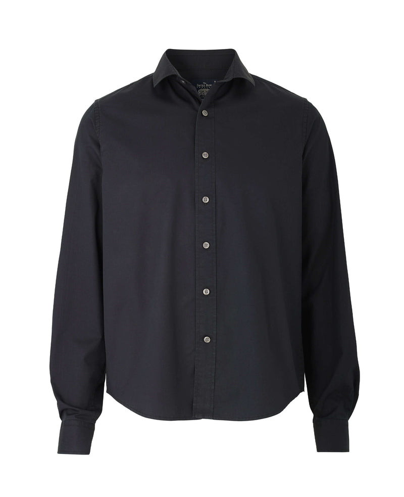 Black Twill Slim Fit Shirt in Shorter Length - On Mannequin - 1398BLK