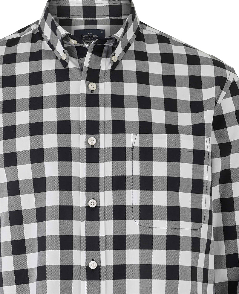 Black White Bold Check Button-Down Shirt   - Chest Detail - 1401BLW