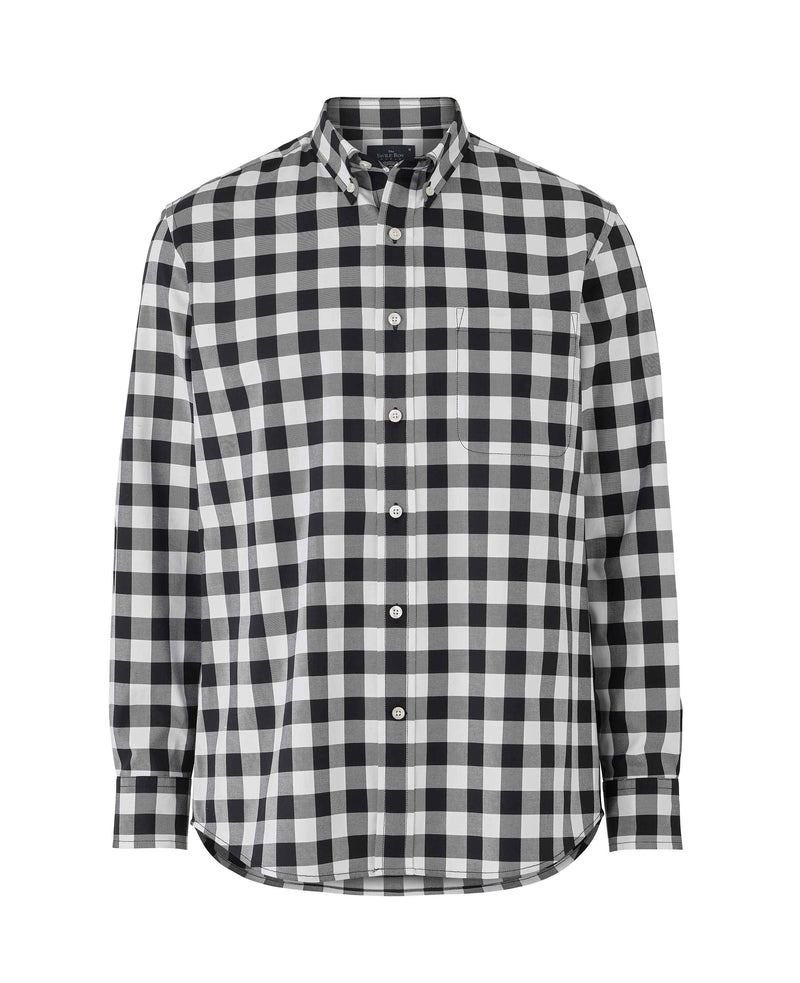 Black White Bold Check Button-Down Shirt   - On Mannequin - 1401BLW