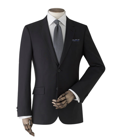 Men's Black Wool-Blend Travel Suit Jacket