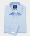 Blue Cotton Herringbone Classic Fit Formal Shirt - Double Cuff