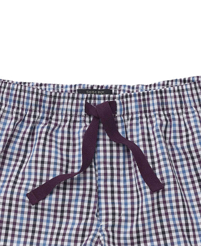 Blue Multi Check Cotton Lounge Shorts