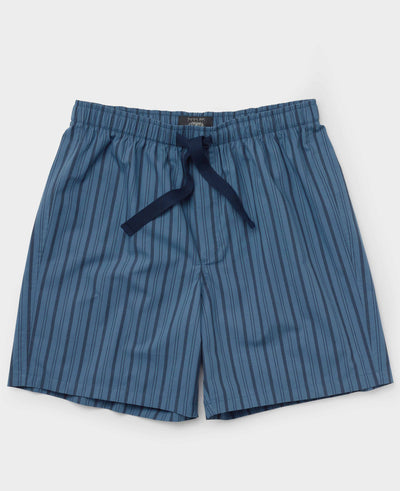 Blue Navy Stripe Cotton Lounge Shorts