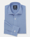 Blue Poplin Slim Fit Gingham Formal Shirt - Single Cuff