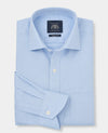 Blue Textured Cotton Classic Fit Formal Shirt - Single Cuff