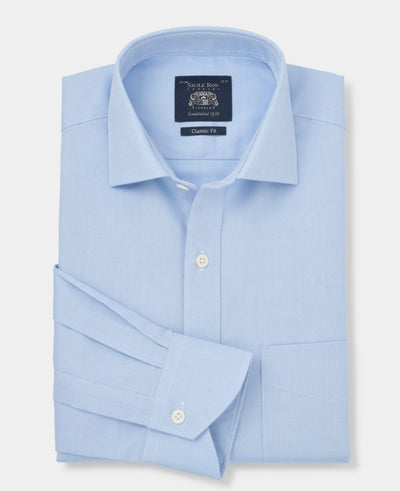 Blue Textured Cotton Classic Fit Formal Shirt - Single Cuff