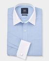 Blue Textured Cotton Puppytooth Classic Fit Winchester Formal Shirt - Double Cuff