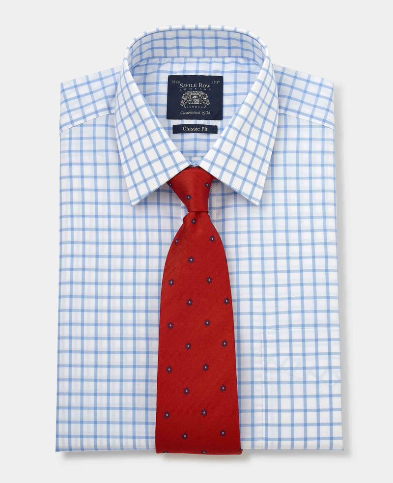 Men's Classic Fit Shirt in Blue White Check