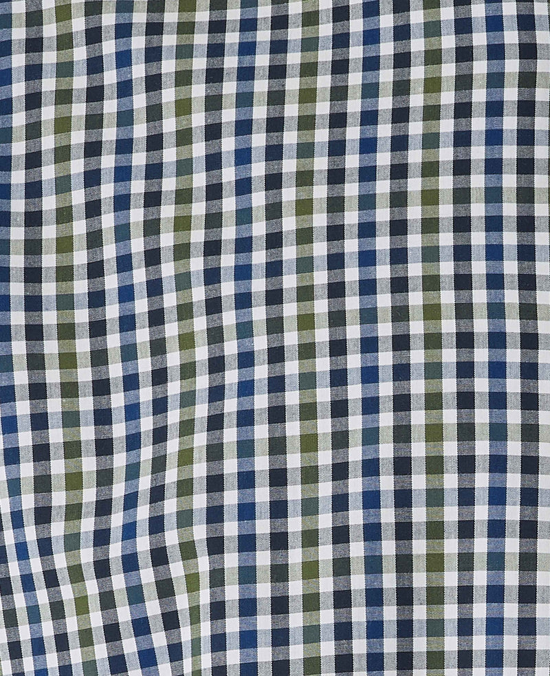 Blue White Khaki Check Button-Down Shirt   - Fabric Detail - 1403NBK