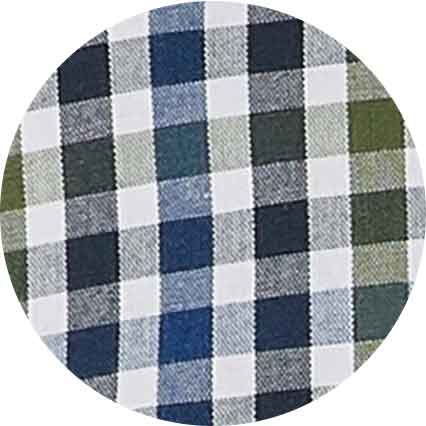 Blue White Khaki Check Button-Down Shirt   - Fabric Swatch - 1403NBK