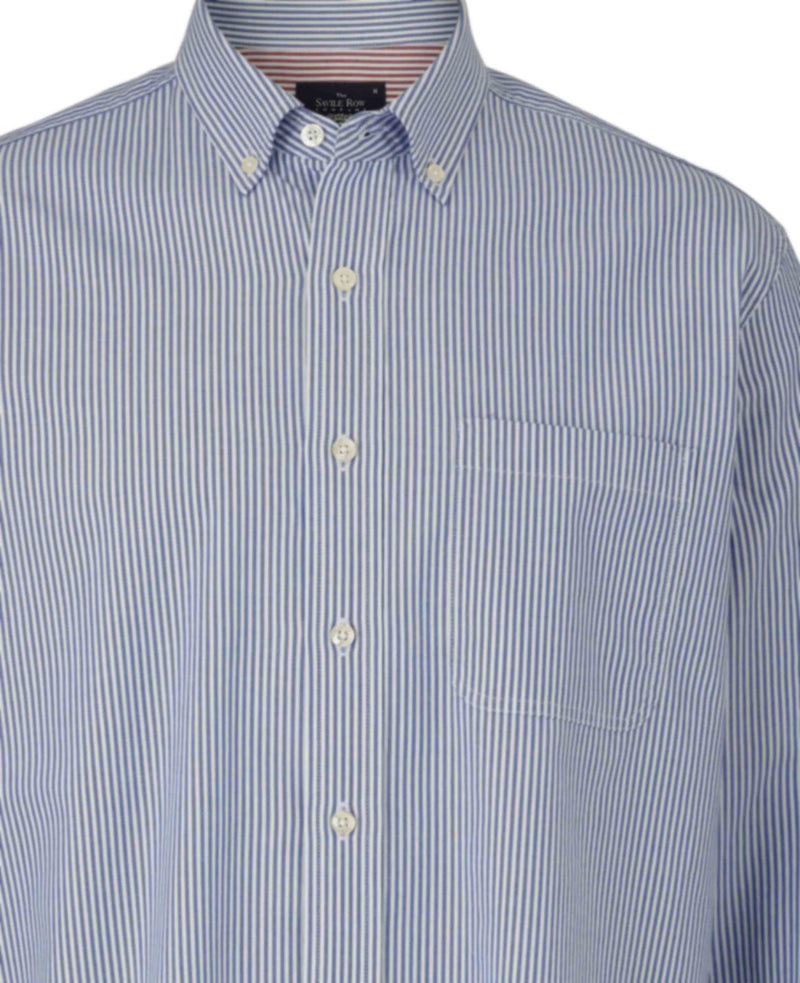 Blue White Stripe Classic Fit Button-Down Shirt