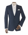 Blue Wool-Blend Micro Pattern Patch Pocket Jacket