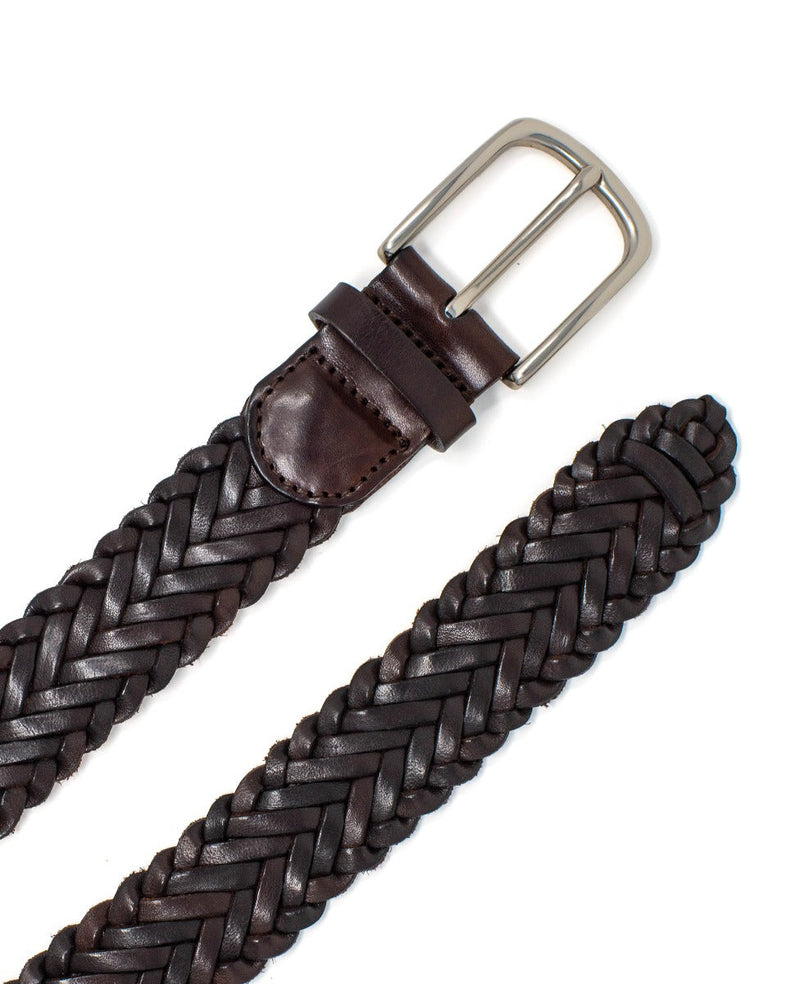 Men's Brown Plaited Leather Belt