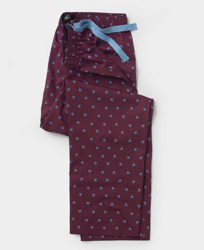 Burgundy Fleur-De-Lys Cotton Lounge Pants