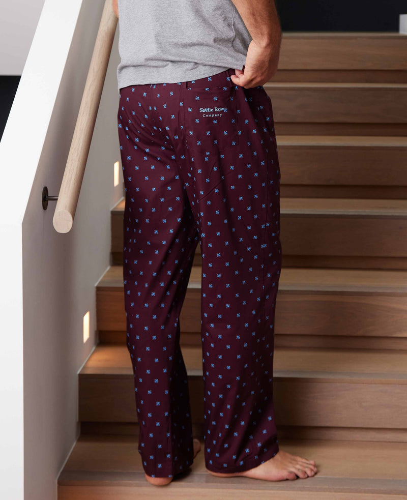 Burgundy Fleur-De-Lys Cotton Lounge Pants