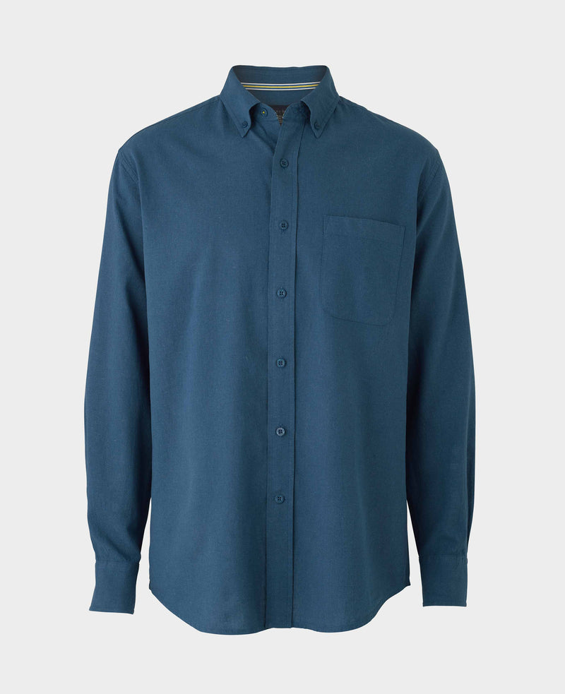 Dark Blue Linen Cotton Classic Fit Button-Down Casual Shirt