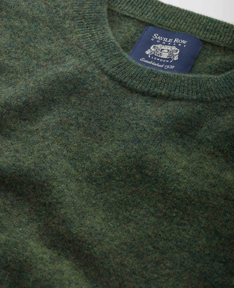 Dark Green Merino Wool Cashmere Crew Neck Jumper