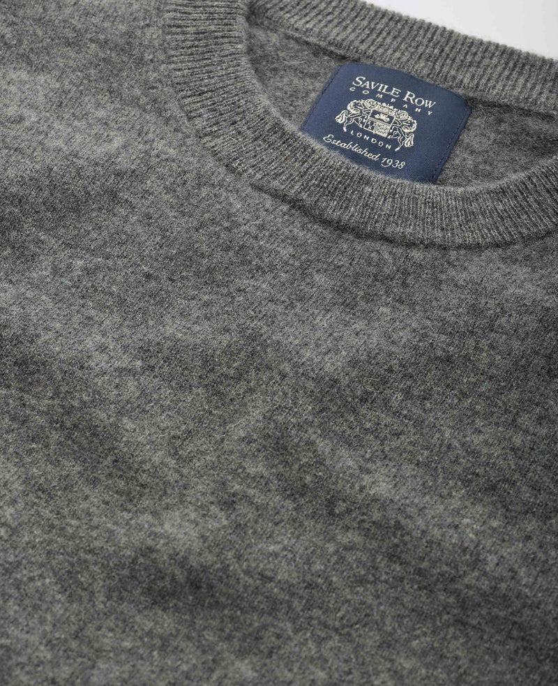 Dark Grey Merino Wool Cashmere Crew Neck Jumper