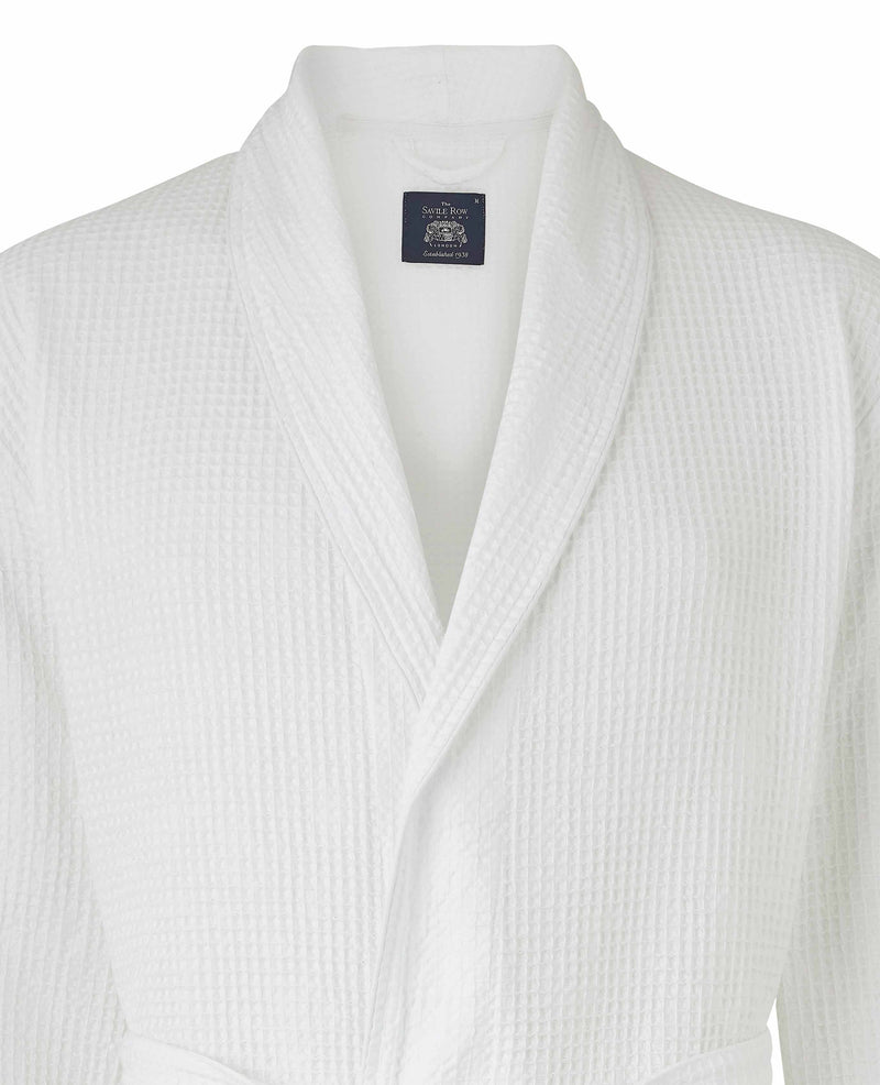 White Cotton Waffle Dressing Gown