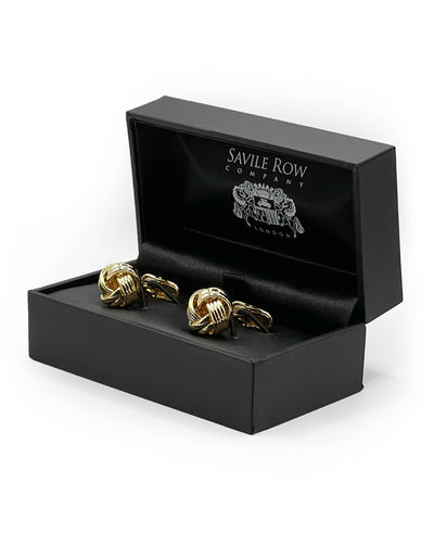 Gold Tone Rhodium Plated Knot Cufflinks