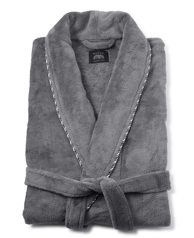 Grey Fleece Rope Edge Dressing Gown