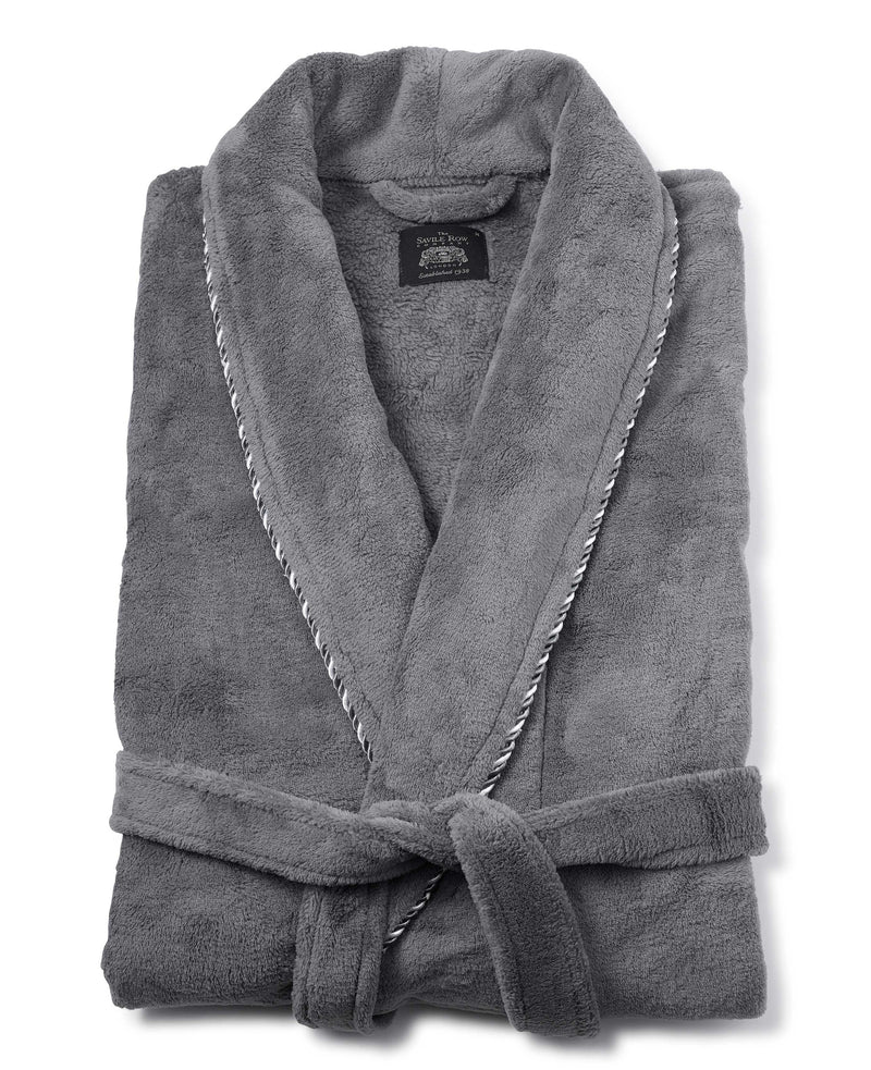 Grey Fleece Rope Edge Dressing Gown