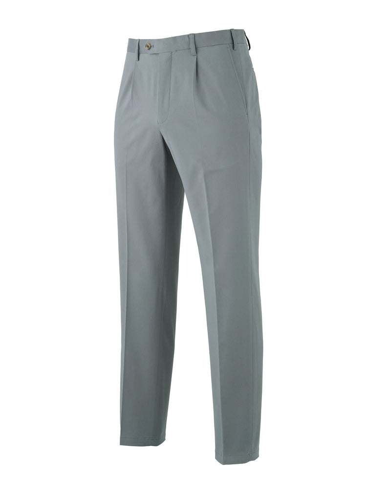 Grey Pleat Front Stretch Cotton Classic Fit Chinos - MCT331GRY - Large Image