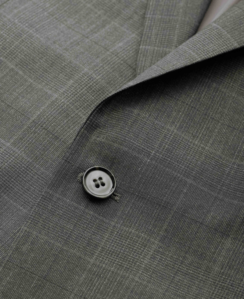 Grey Prince of Wales Check Wool Blend Suit Jacket