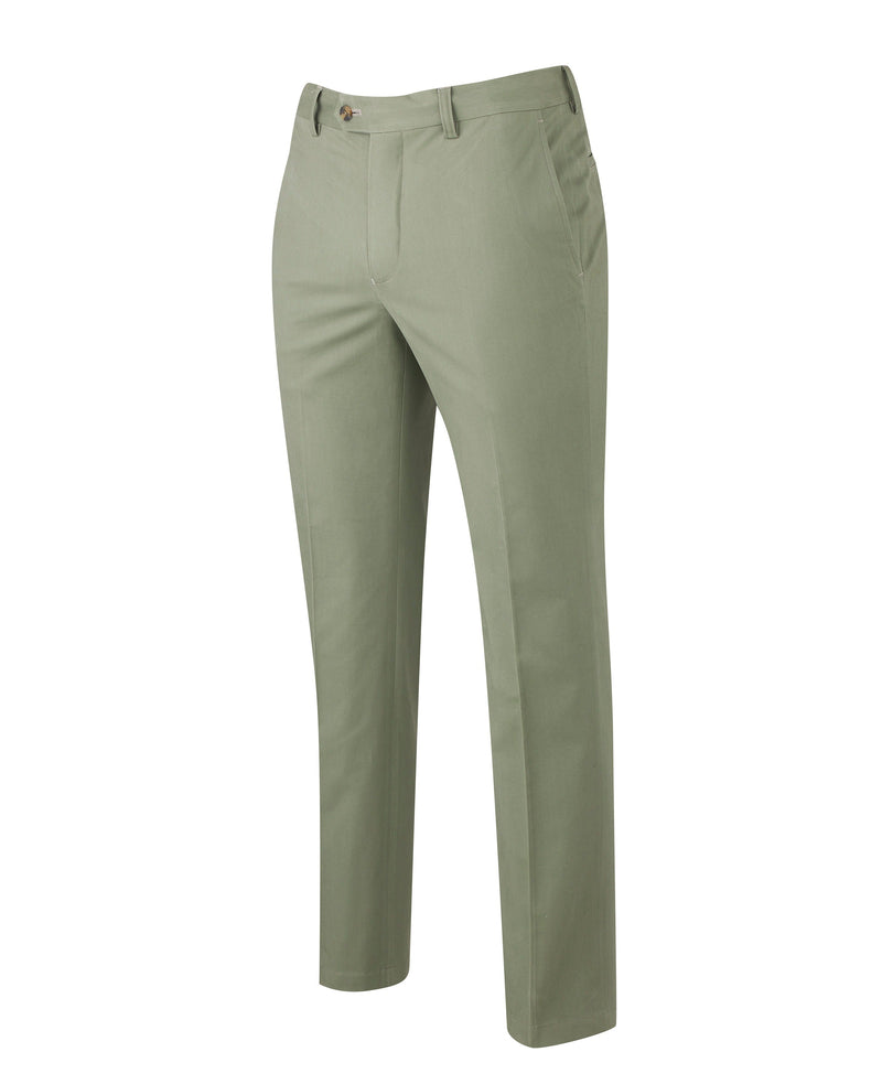 Khaki Flat Front Slim Fit Chinos - MCT329KHA - Large Image