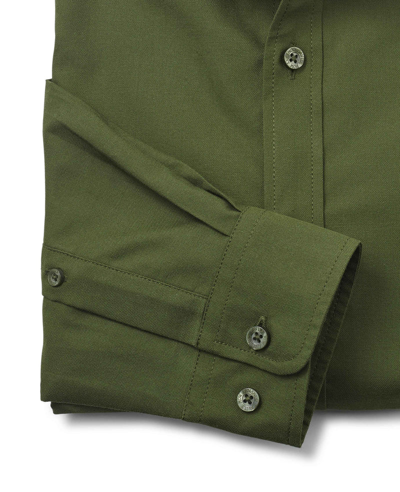 Khaki Slim Fit Oxford Shirt   - Cuff Detail - 1405KHA