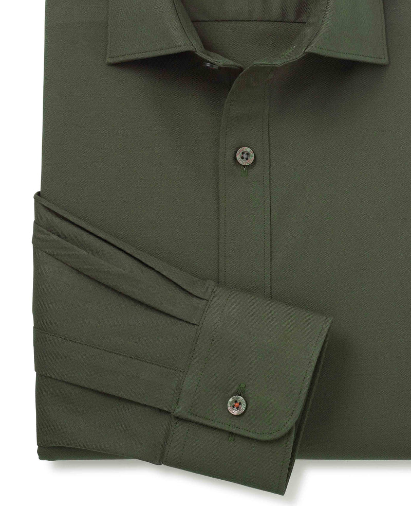 Khaki Stretch Cotton Slim Fit Formal Shirt - Single Cuff