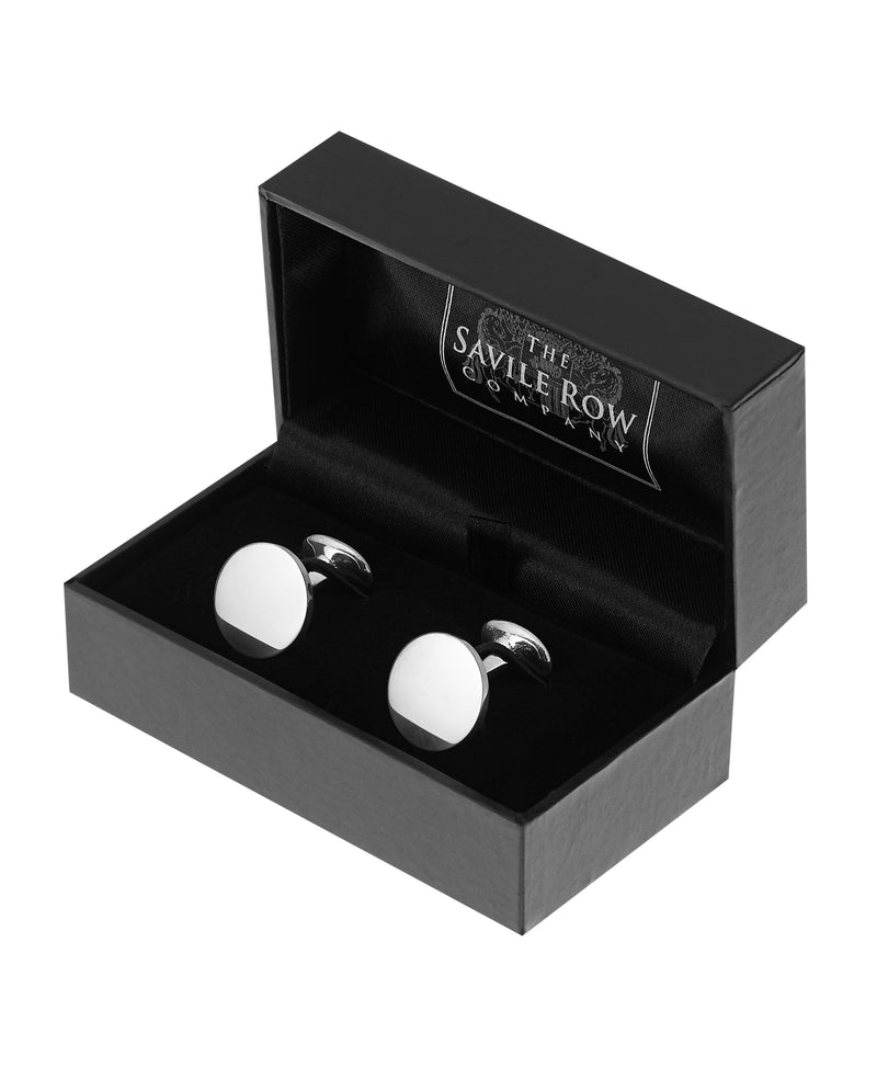 Engravable Sterling Silver Round Cufflinks