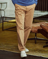 Tan Stretch Cotton Classic Fit Pleated Chinos