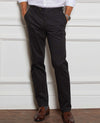 Black Stretch Cotton Classic Fit Flat Front Chinos