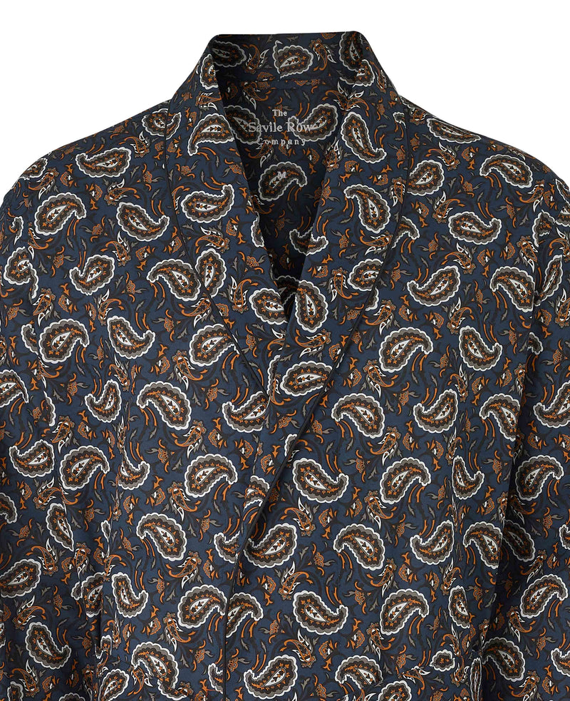 Navy Paisley Print Dressing Gown