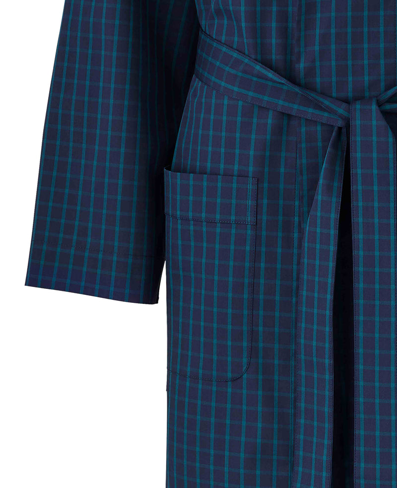 Navy Green Check Dressing Gown