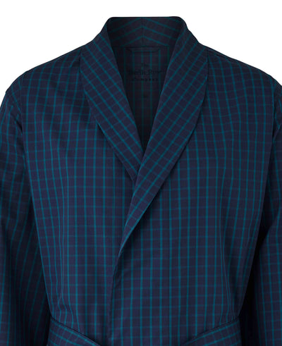 Navy Green Check Dressing Gown