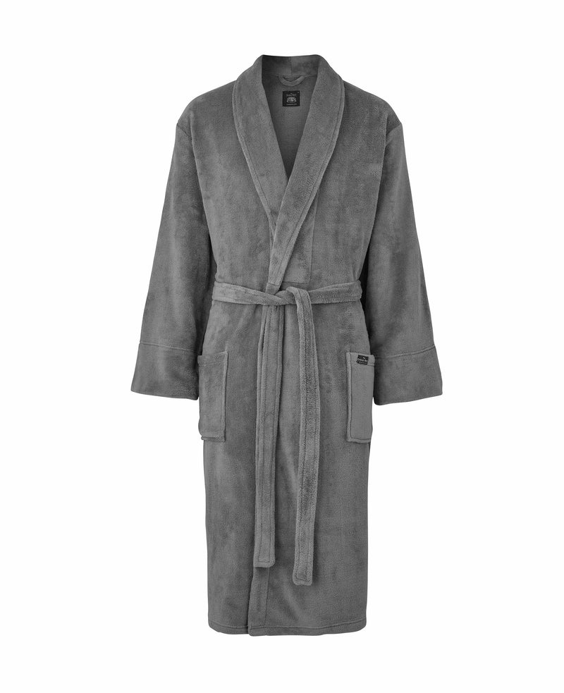 Men's Grey Soft Fleece Dressing Gown