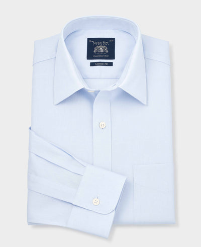 Sky Blue Dobby Weave Cotton Classic Fit Formal Shirt - Single Cuff