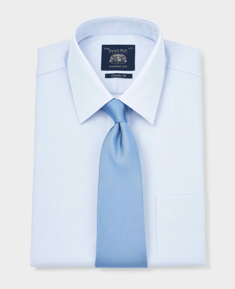 Men's Sky Blue Classic Fit Formal Shirt With Single Cuffs