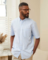 Light Blue Linen Cotton Short Sleeve Shirt