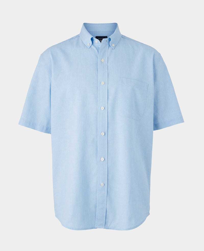 Light Blue Linen Cotton Short Sleeve Shirt