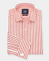 Red Slim Fit Striped Formal Shirt - Double Cuff