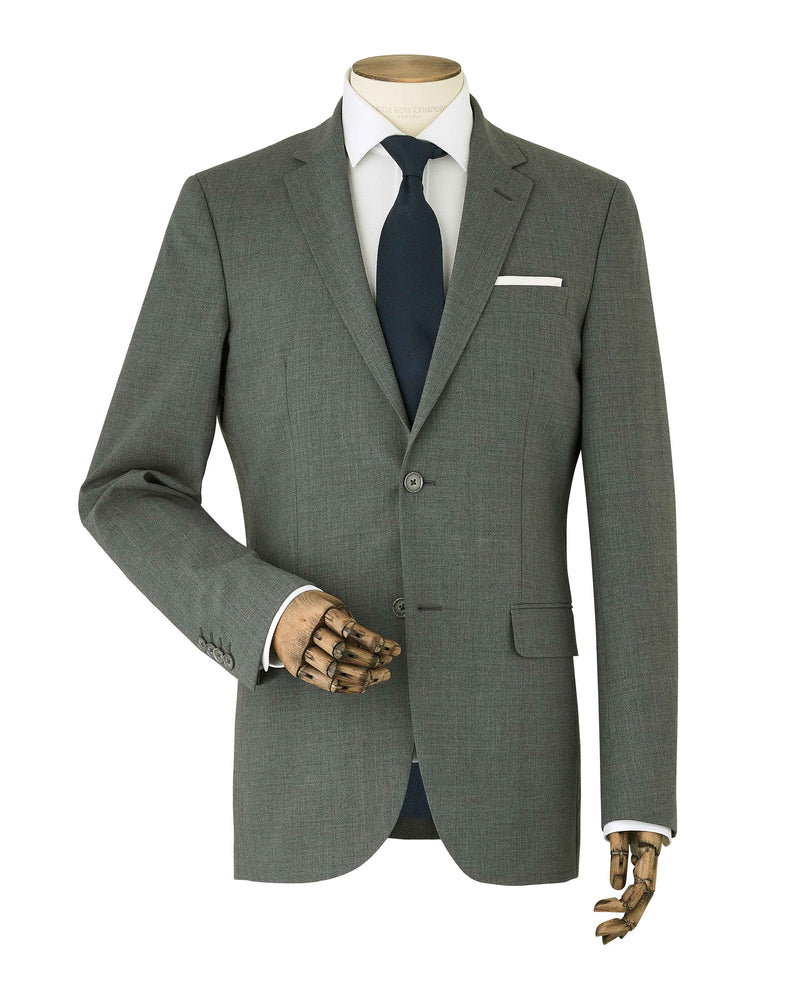 Men's Grey Wool-Blend Travel Suit Jacket