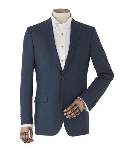 Men's Blue Wool-Blend Micro Pattern Jacket