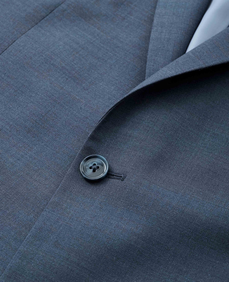 Dark Blue Wool-Blend Tailored Suit Jacket