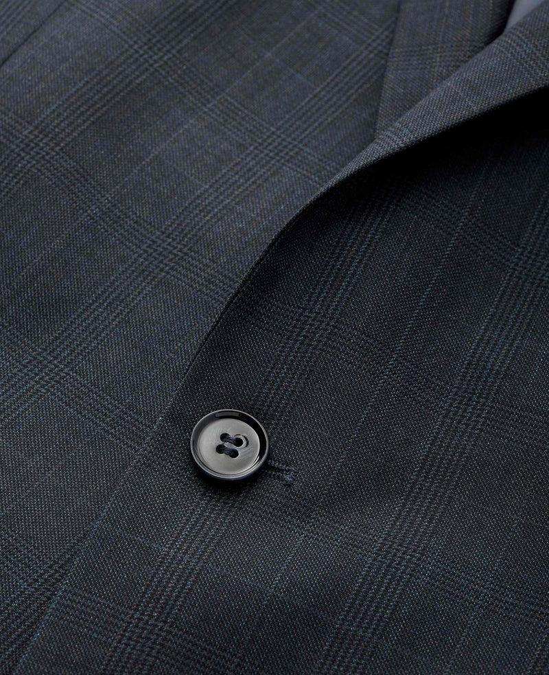 Navy Wool-Blend Prince of Wales Check Suit