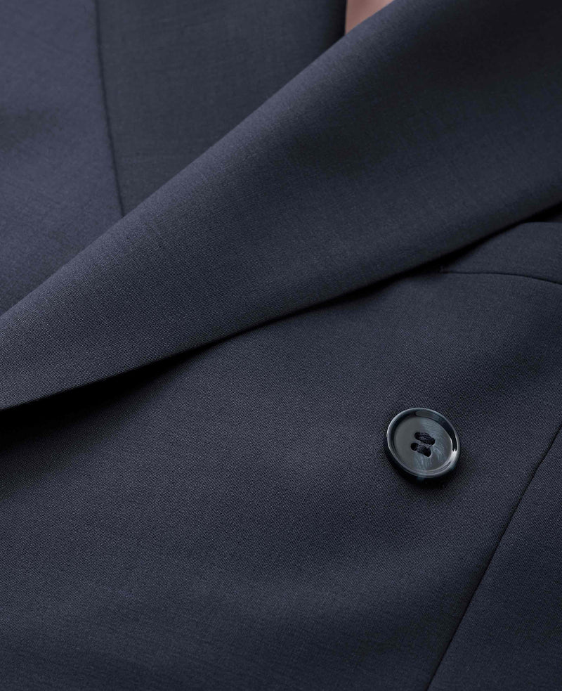 Navy Wool-Blend Double-Breasted Suit