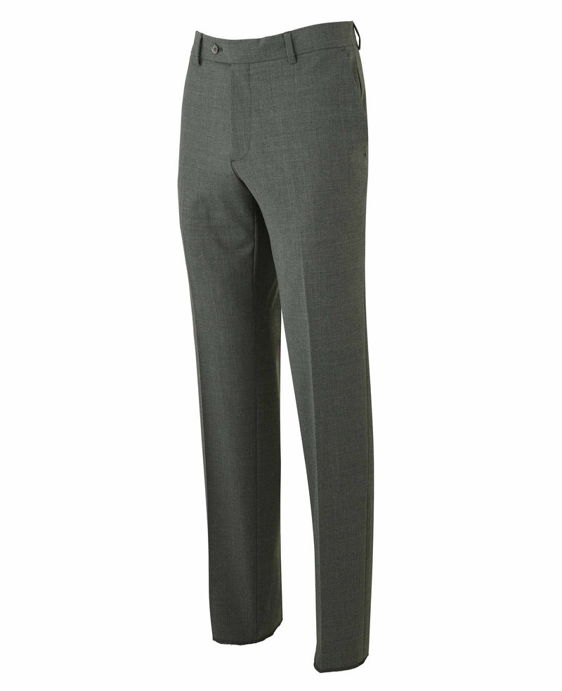 Men's Grey Wool-Blend Travel Suit Trousers