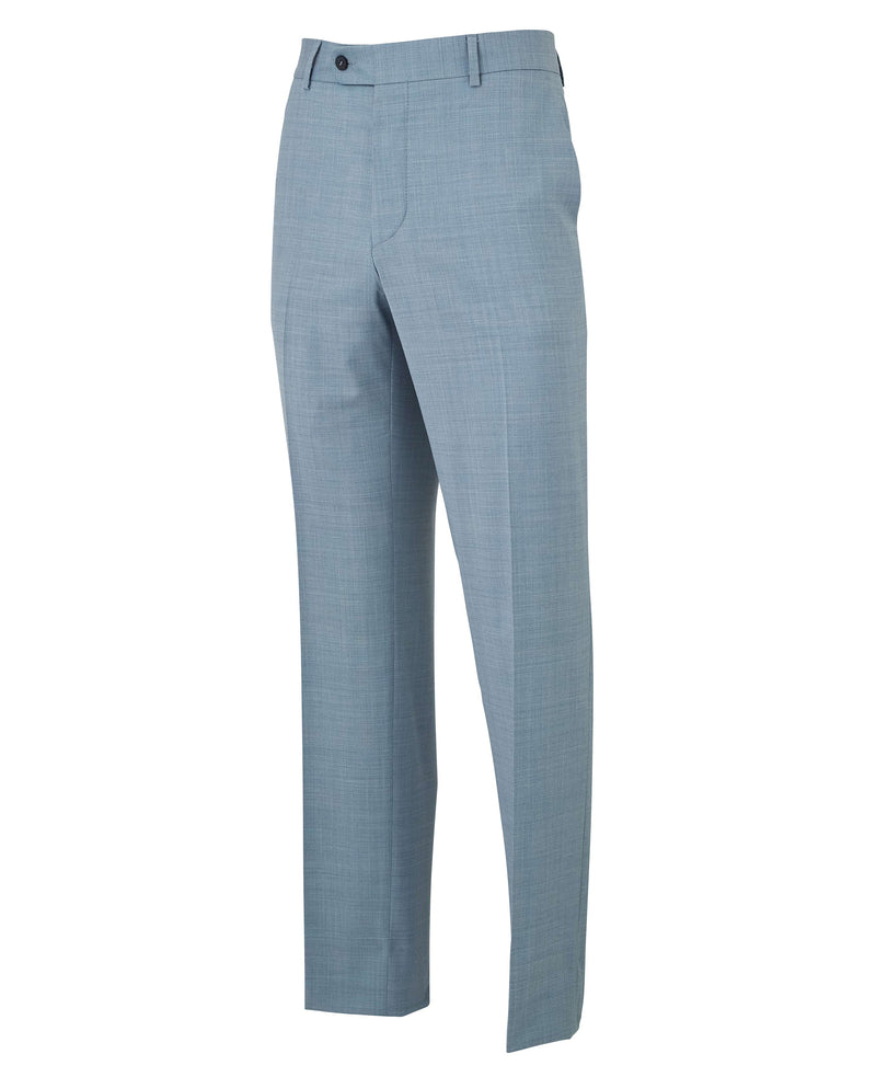 Men's Light Blue Wool-Blend Suit Trousers